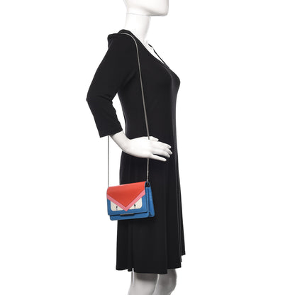 Fendi Vitello Elite Crystal Monster Eyes Tube Wallet On Chain Blue Royal Multicolor 2 of 11