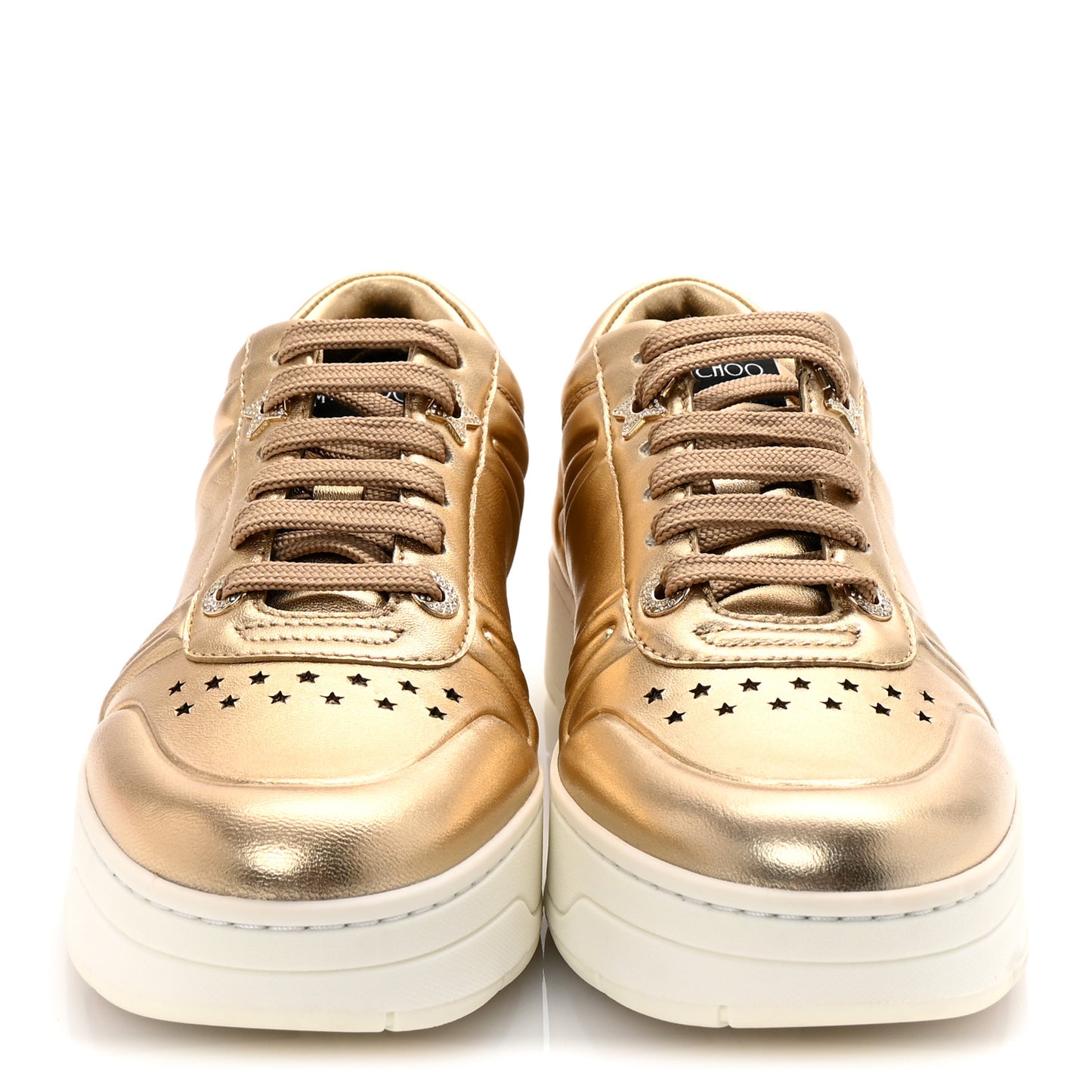 Metallic Calfskin Hawaii/F Ier Sneakers 37.5 Gold