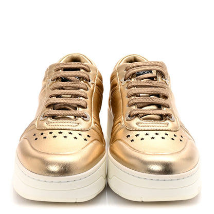 Jimmy Choo Metallic Calfskin Hawaii/F Ier Sneakers 37.5 Gold 3 of 10