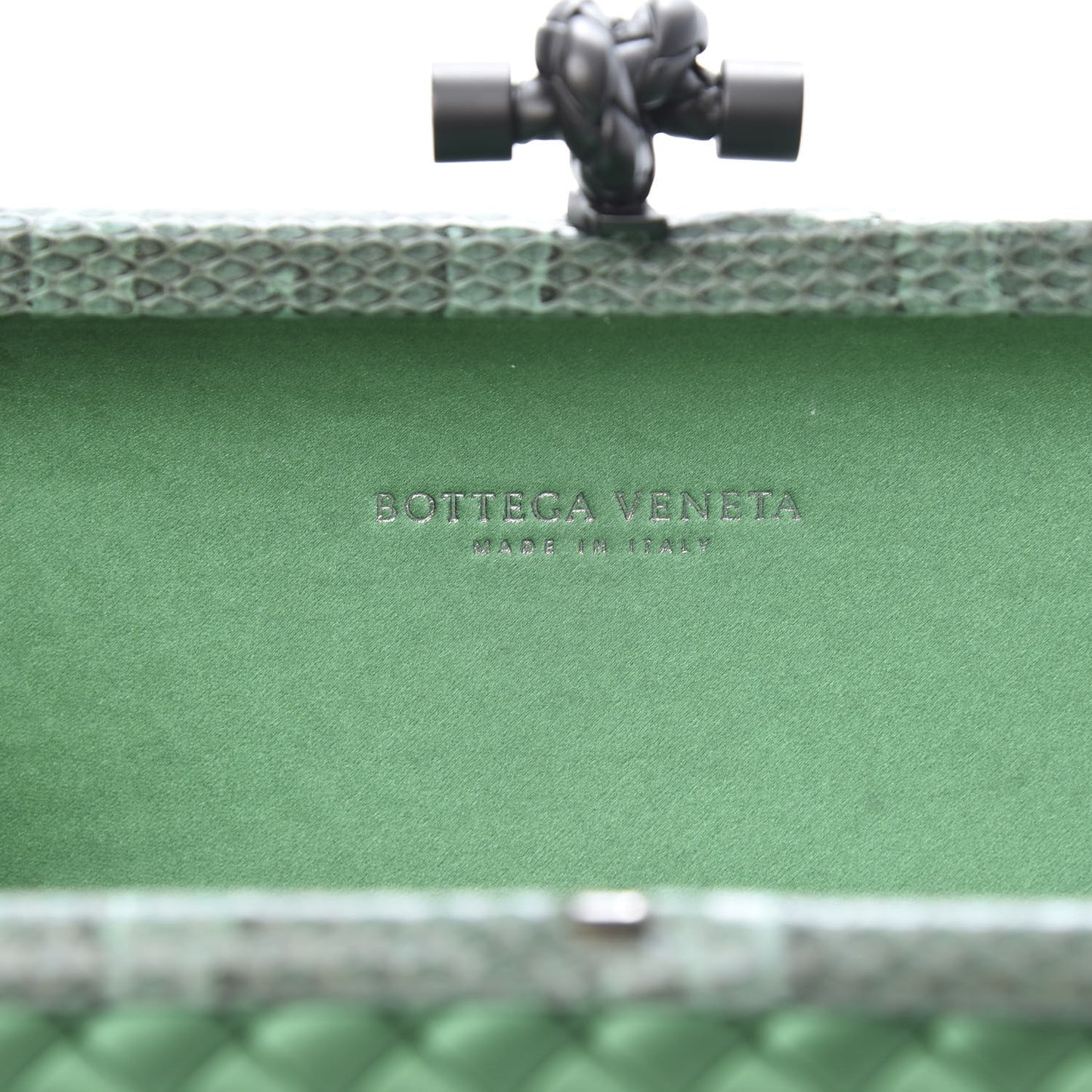 Satin Intreccio Impero Ayers Stretch Knot Clutch Emerald