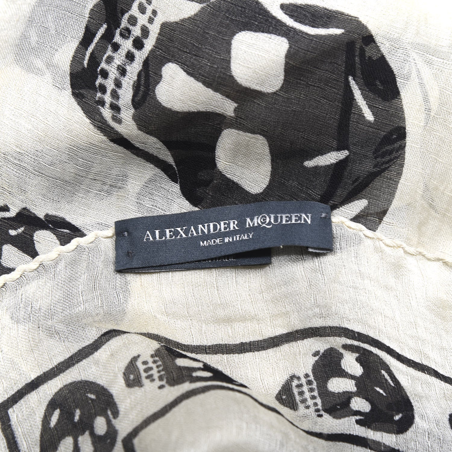 Alexander McQueen Silk Chiffon Skull Scarf Ivory Black 3 of 4