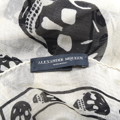 Alexander McQueen Silk Chiffon Skull Scarf Ivory Black 3 of 4