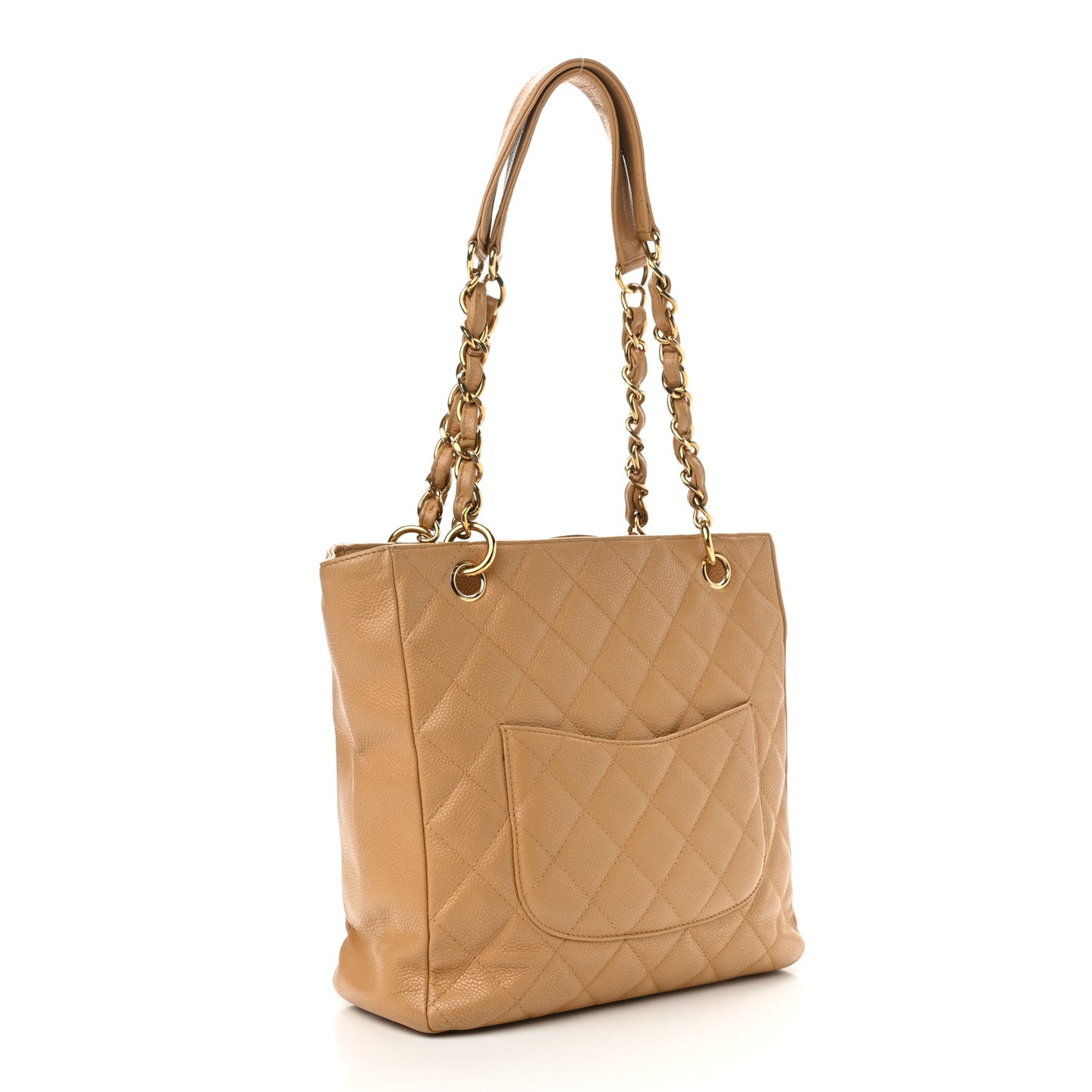 Caviar Quilted Petit Shopping Tote PST Dark Beige