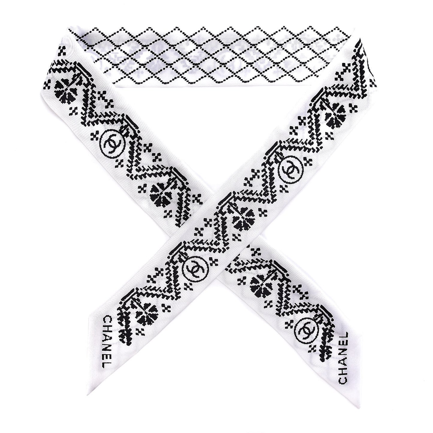 Silk CC Slim Bandeau Scarf White