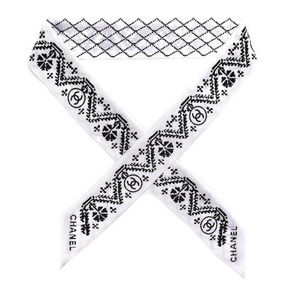 Chanel Silk CC Slim Bandeau Scarf White 1 of 5