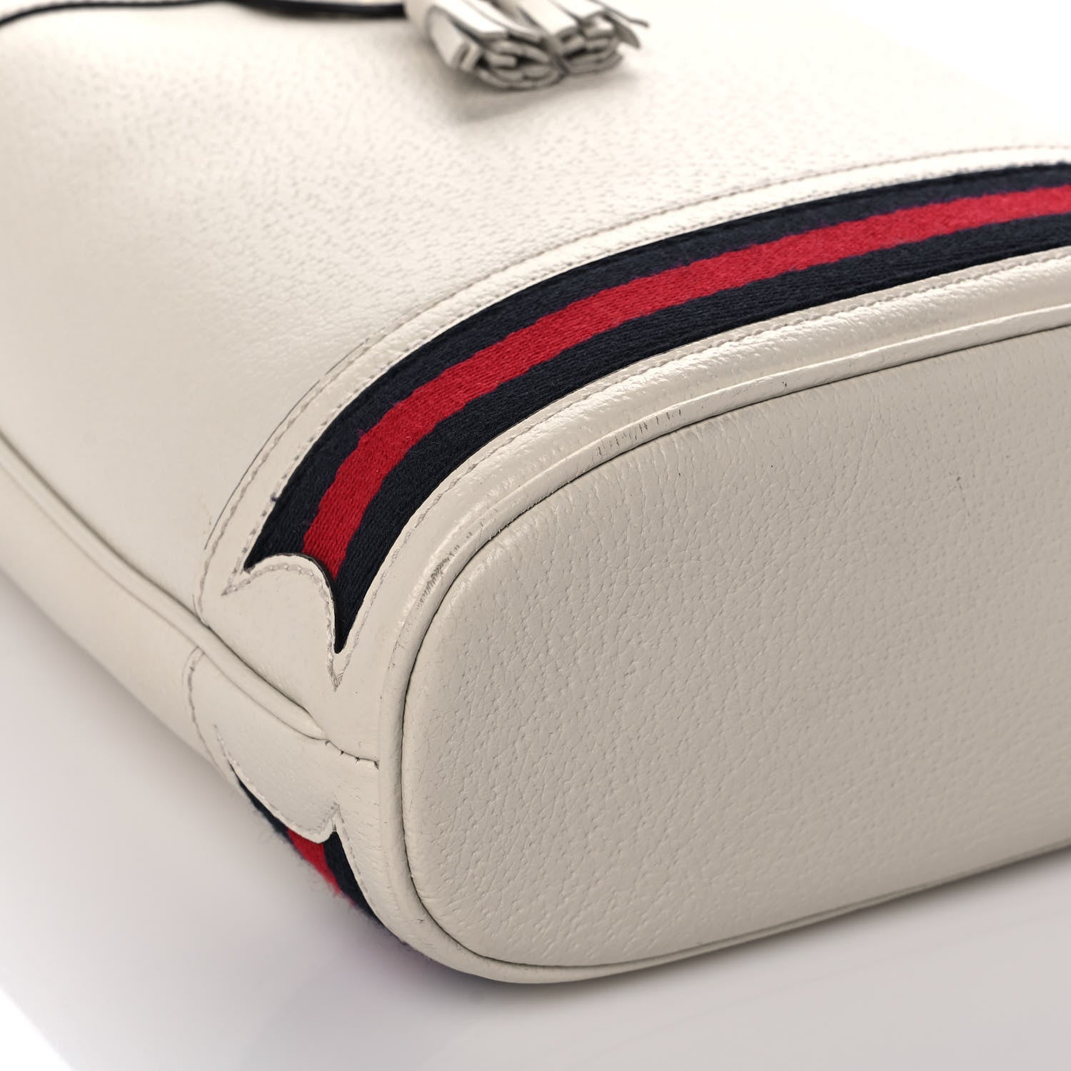 Gucci Glazed Textured Calfskin Web Small Ophidia Bucket Bag Mystic White 9 of 11