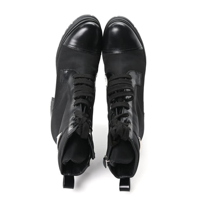 Prada Spazzolato Re-Nylon Metal Triangle Logo Lace Up 55mm Ankle Boots 39.5 Black 2 of 9