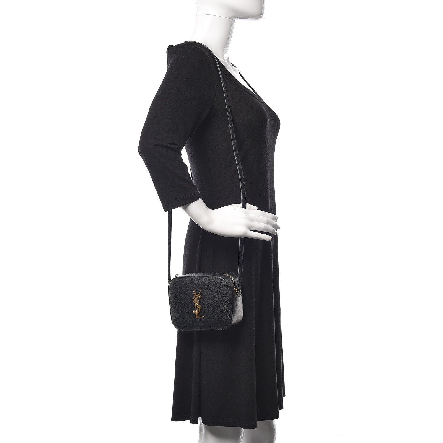 Saint Laurent Grain De Poudre Small Classic Monogram Camera Bag Black 2 of 6
