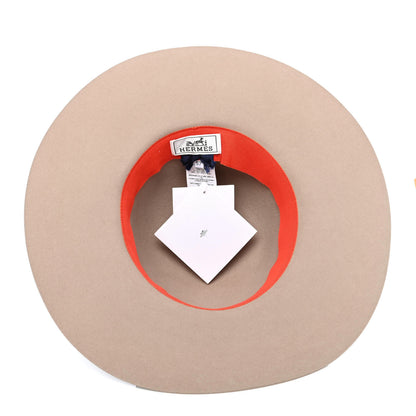 Hermes Feutre Chapeau Scarlet Hat 57 Marron Glace Orange 3 of 4