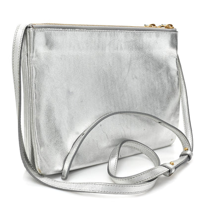 Celine Metallic Lambskin Large Trio Crossbody Bag Silver 3 of 17