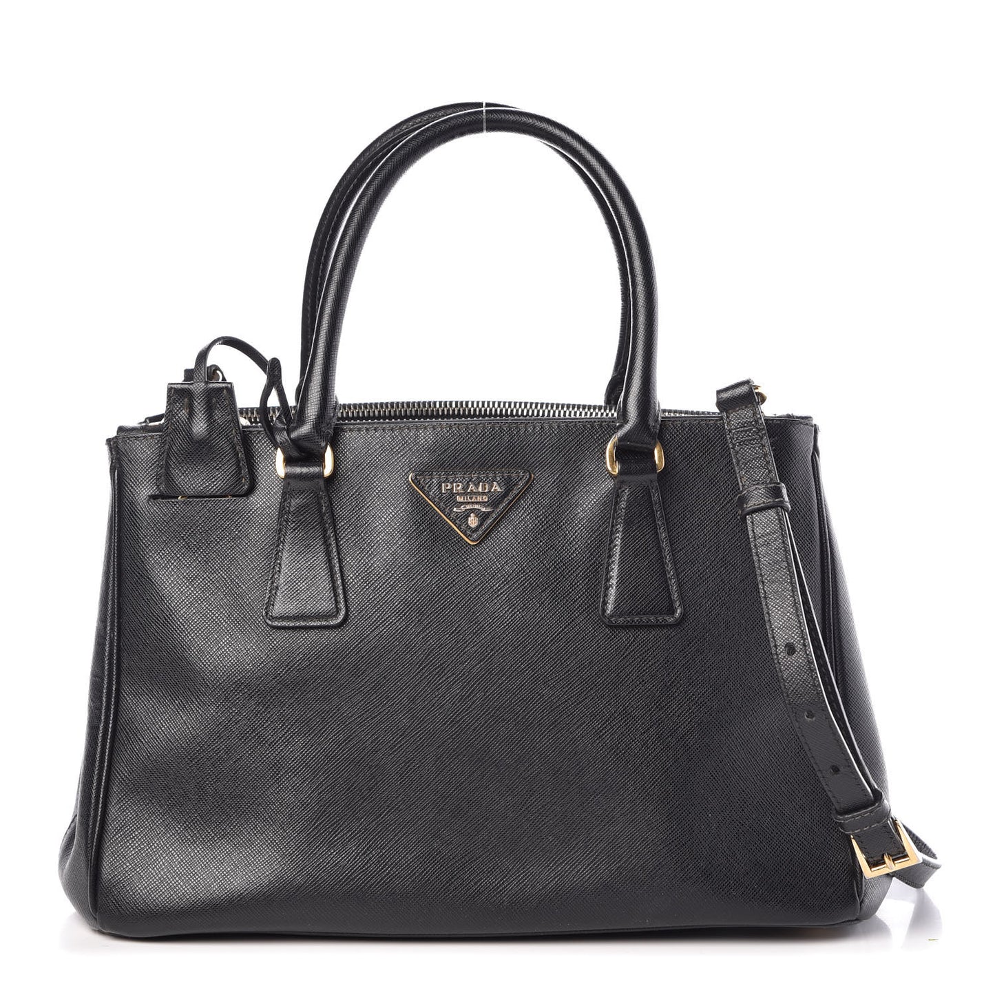 Saffiano Small Galleria Double Zip Tote Black