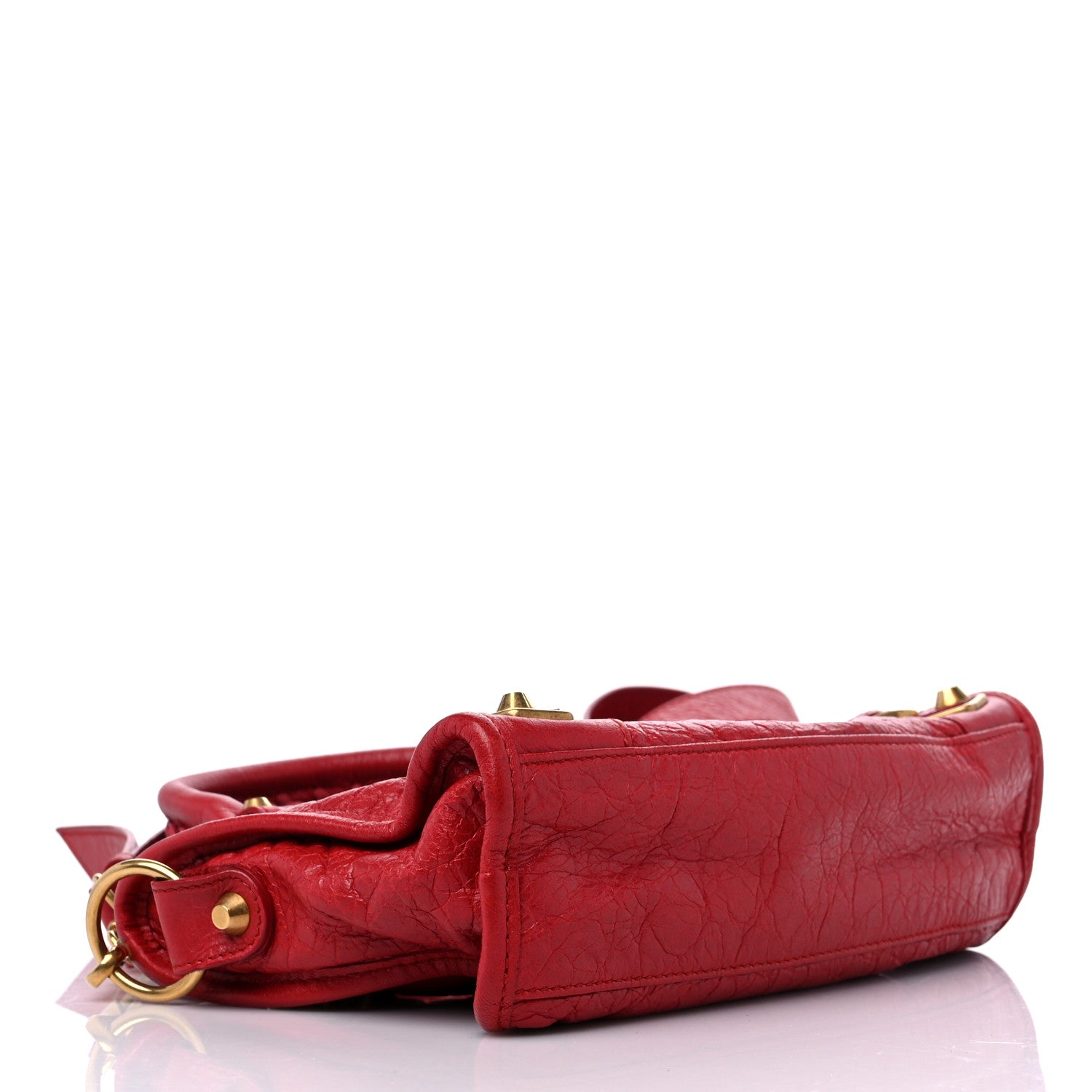 Balenciaga Agneau Gold Metallic Edge Hardware Mini City Rouge Rubis 4 of 9