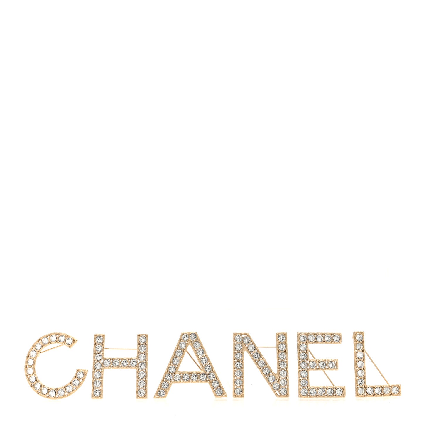 Crystal Cha-Nel Logo Brooch Set Gold