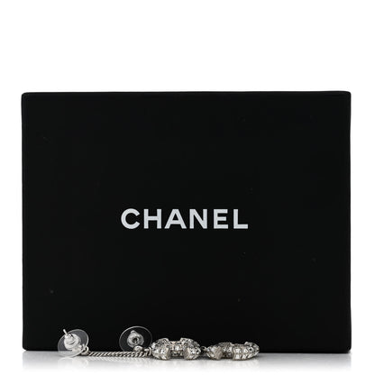 Chanel Baguette Crystal CC Drop Earrings Silver 5 of 5