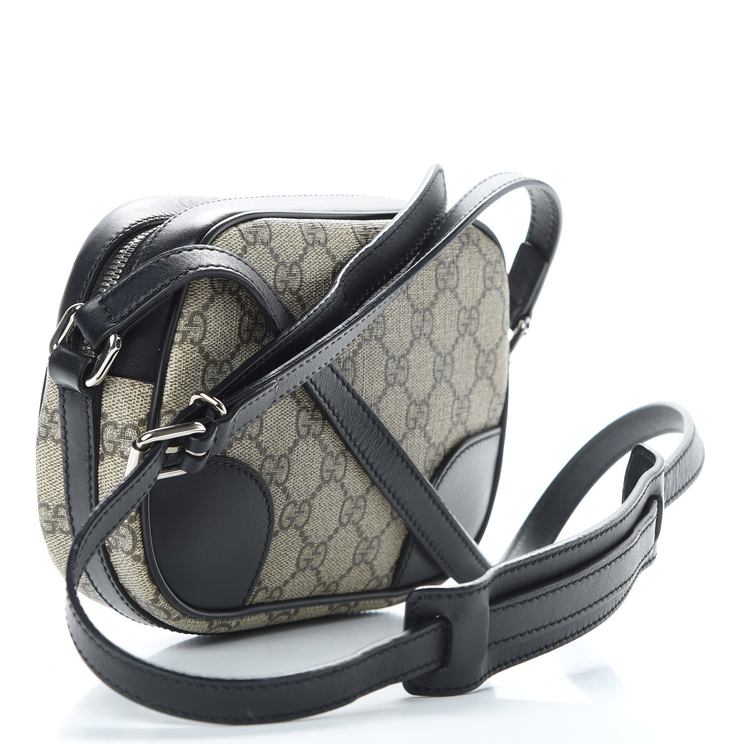 Gucci GG Supreme Monogram Web Small Shoulder Bag Black 3 of 14