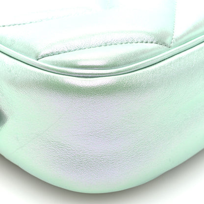 Gucci Iridescent Nappa Chevron Matelasse Small GG Marmont Chain Shoulder Bag Iridescent Salvy Green 9 of 10