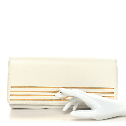 Chanel Grained Calfskin Embroidered Captain Gold Clutch White 2 of 10