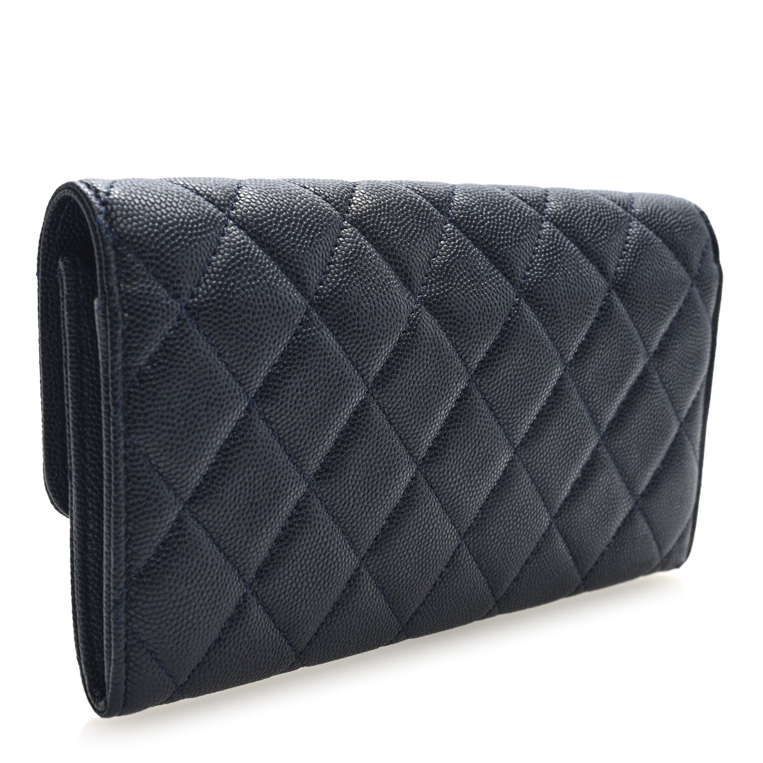Chanel Caviar Quilted Large Gusset Flap Wallet Navy 3 of 7