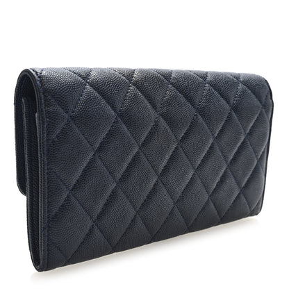 Chanel Caviar Quilted Large Gusset Flap Wallet Navy 3 of 7