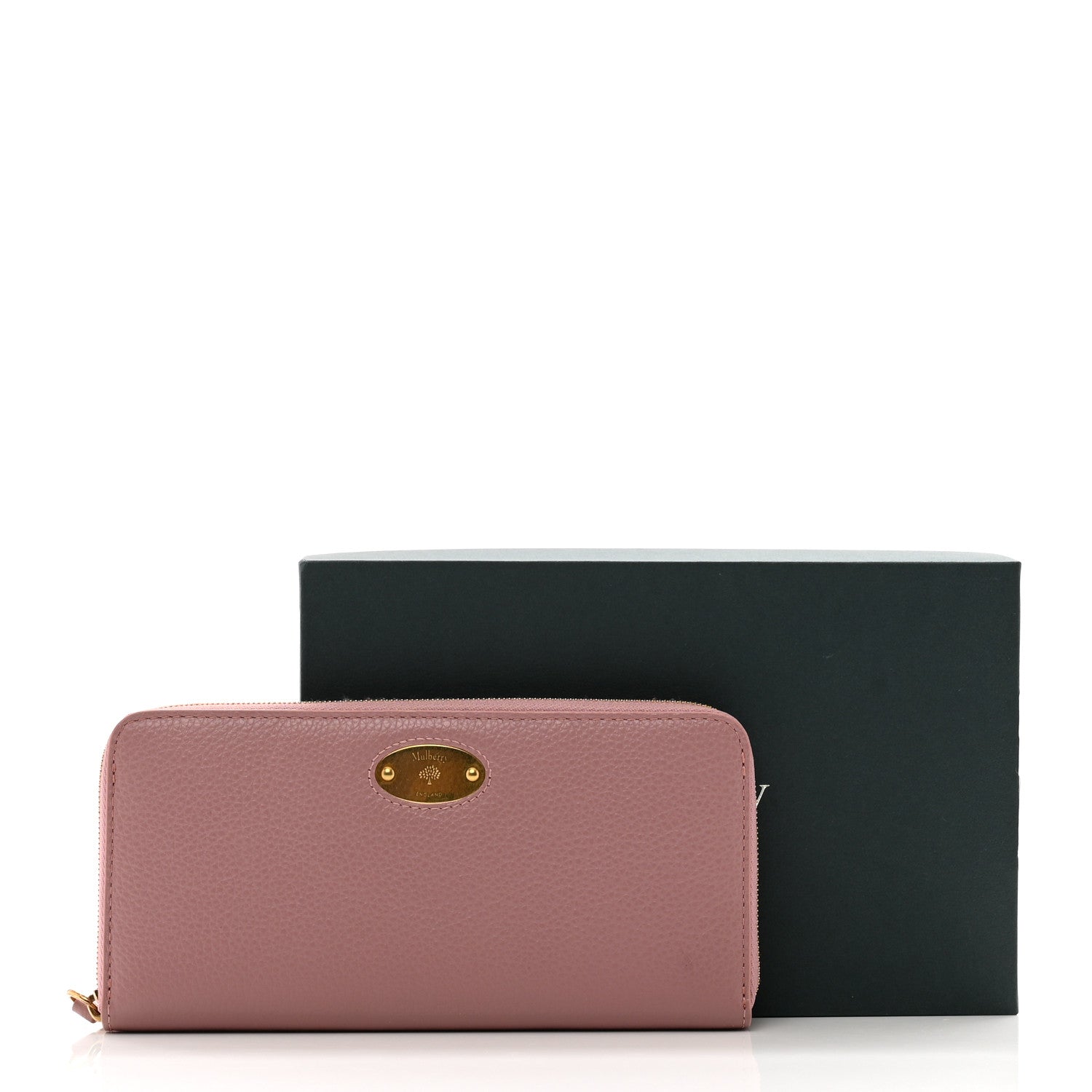 Mulberry Micro Classic Grain Plaque 8 Credit Card Zip Wallet Mocha Rose 7 of 7
