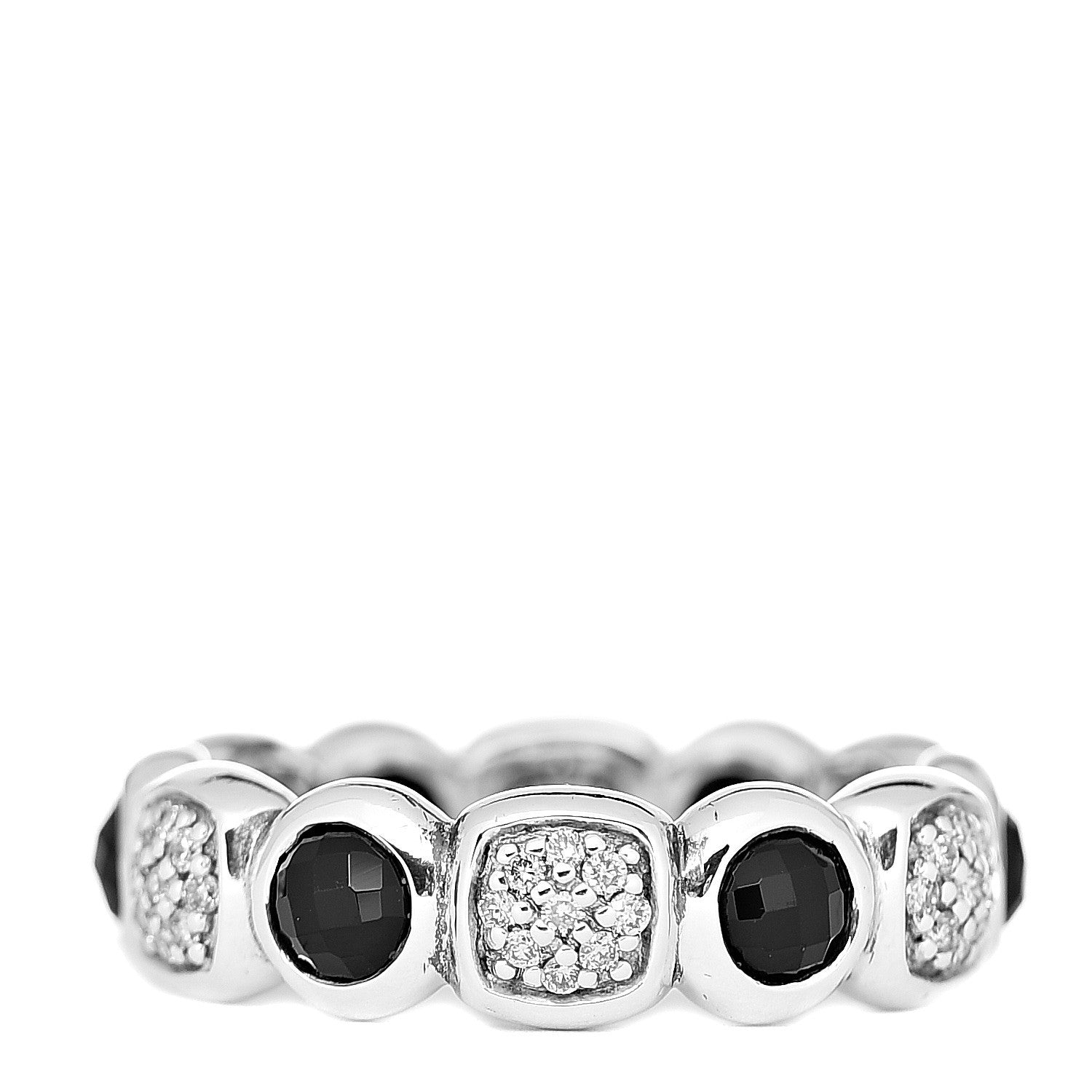 David Yurman Sterling Silver Diamond Black Onyx Chiclet Ring 54 7 2 of 3