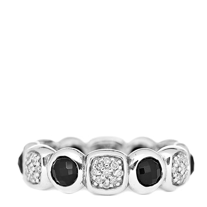 David Yurman Sterling Silver Diamond Black Onyx Chiclet Ring 54 7 2 of 3