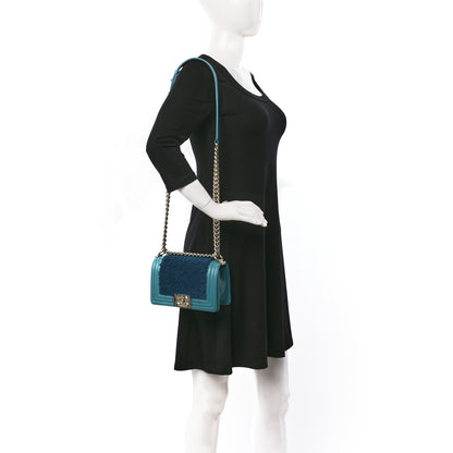 Chanel Shearling Calfskin Small Boy Flap Turquoise 2 of 12