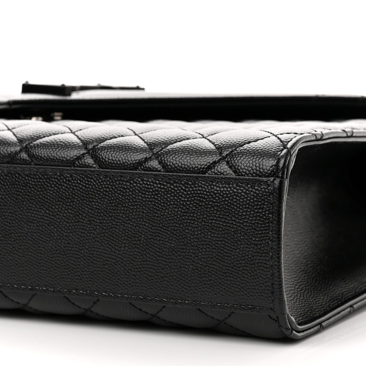 Grain De Poudre Textured Mixed Matelasse Large Triquilt Monogram Monochrome Satchel Black