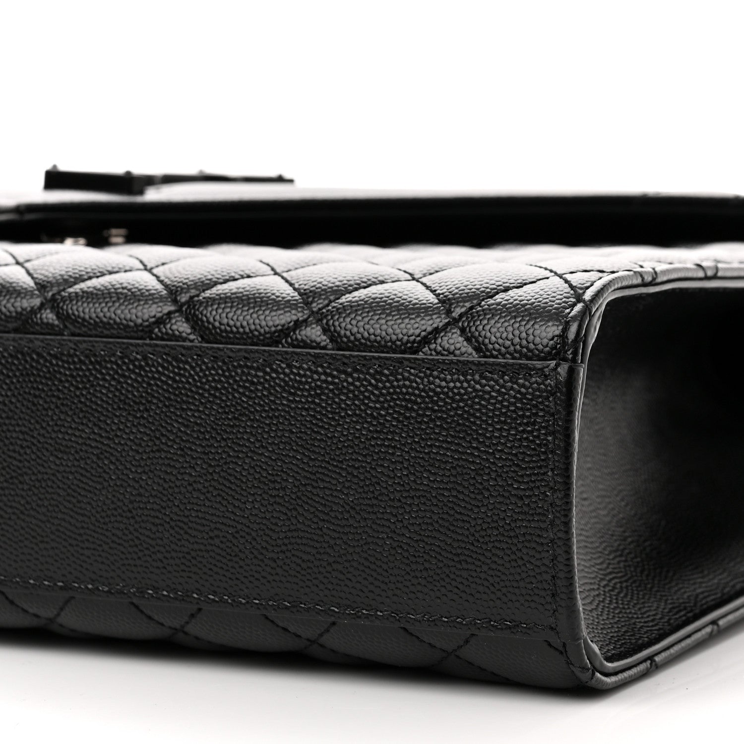 Saint Laurent Grain De Poudre Textured Mixed Matelasse Large Triquilt Monogram Monochrome Satchel Black 10 of 10