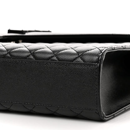 Saint Laurent Grain De Poudre Textured Mixed Matelasse Large Triquilt Monogram Monochrome Satchel Black 10 of 10