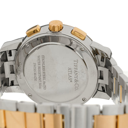 Tiffany Stainless Steel 18K Yellow Gold Diamond Bezel 36mm Atlas Dome Chronograph Quartz Watch 4 of 5