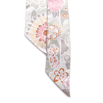 Hermes Silk Bingata Twilly Vieux Rose Vert d'Eau 2 of 4