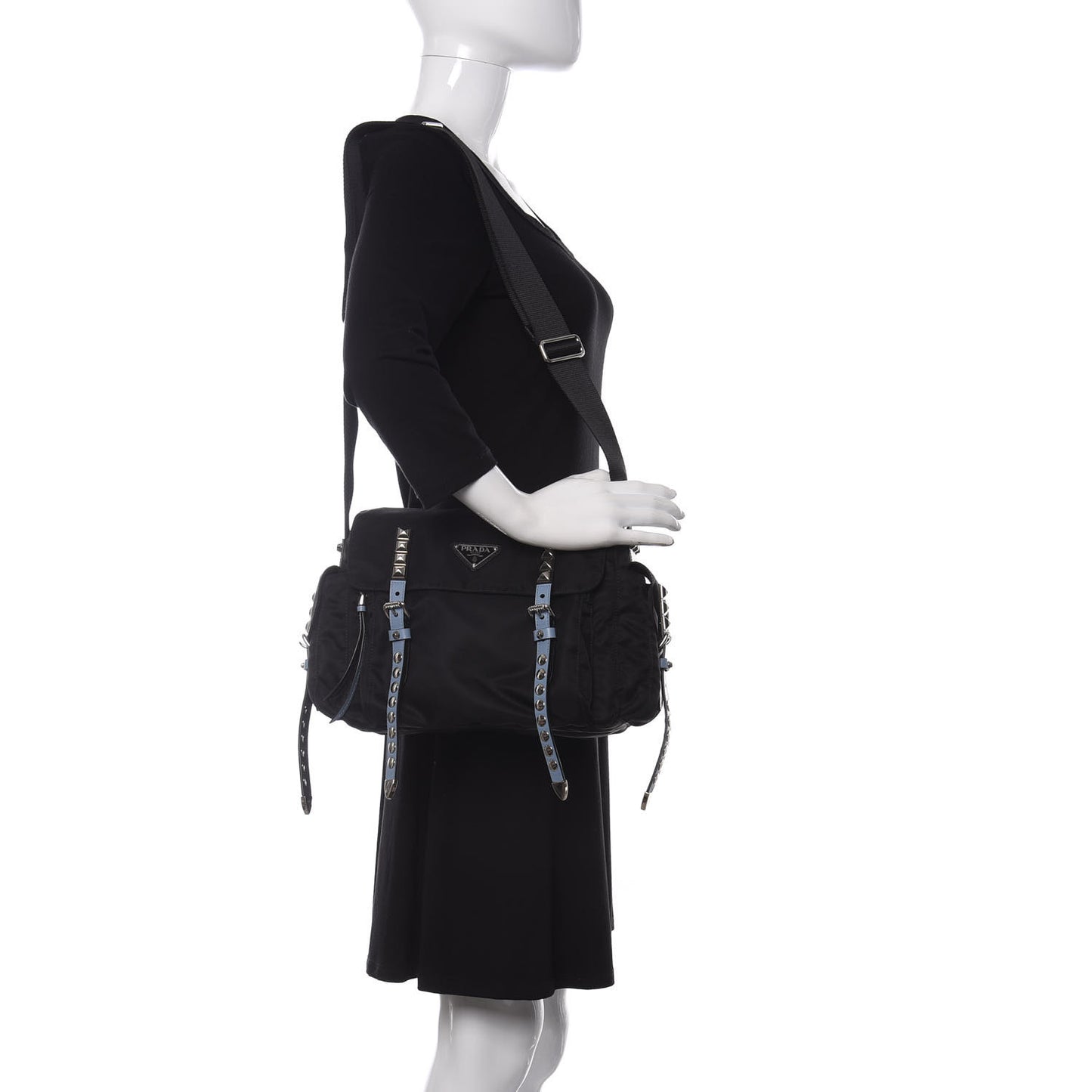 Nylon New Vela Studded Messenger Black Astrale
