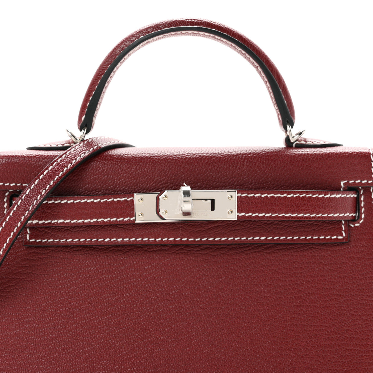 Hermes Chevre Mysore Horseshoe Mini Kelly Sellier 20 Rouge H 8 of 11