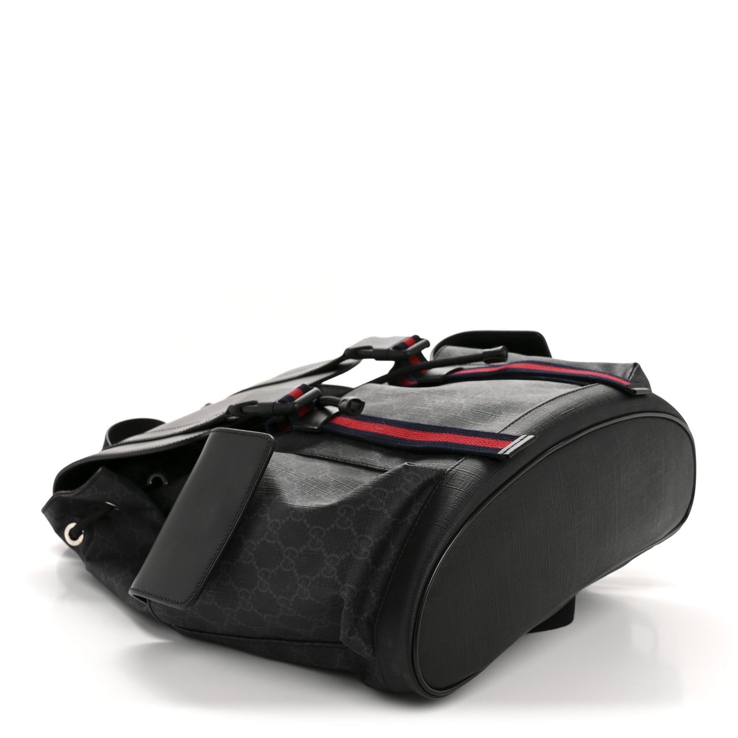 Soft GG Supreme Monogram Calfskin Web Double Buckle Backpack Black