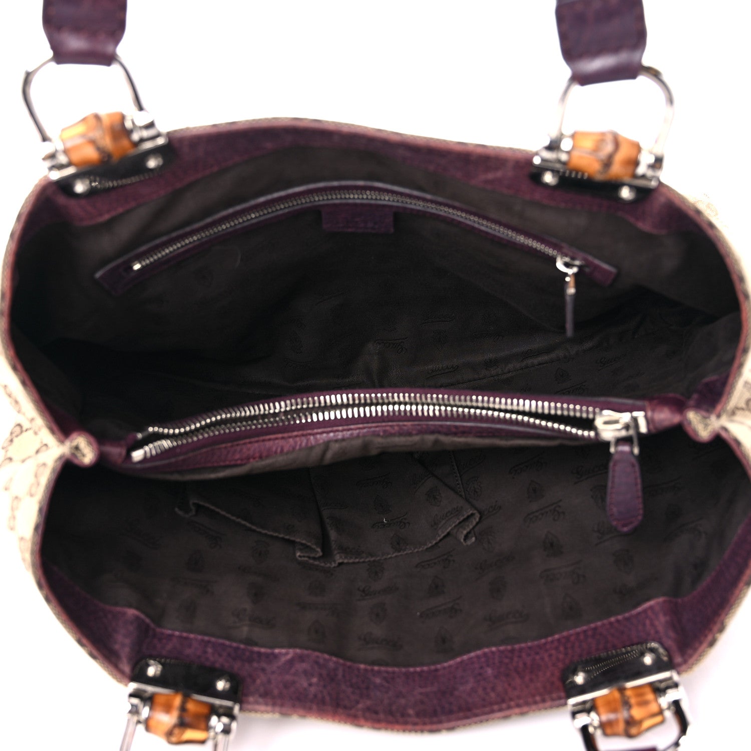 Gucci Monogram Medium Bamboo Bar Tote Bordeaux 5 of 21