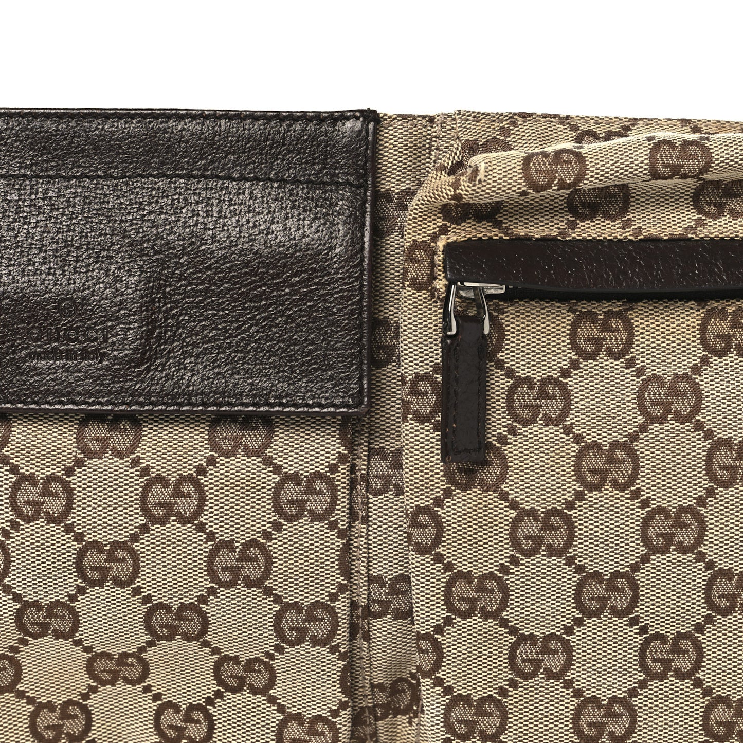 GG Monogram Double Pocket Belt Bag Dark Brown