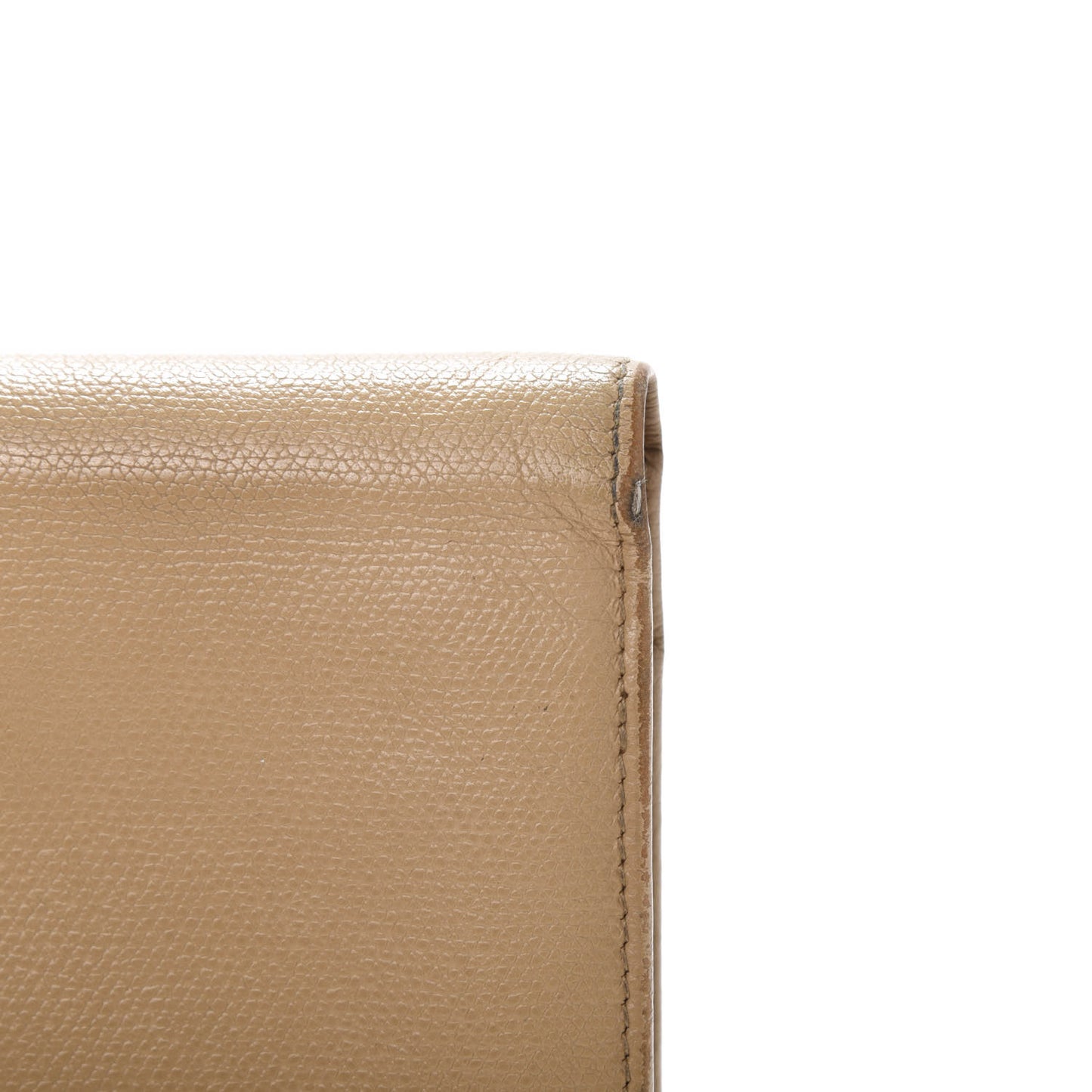 Grained Calfskin CC Button Yen Wallet Beige