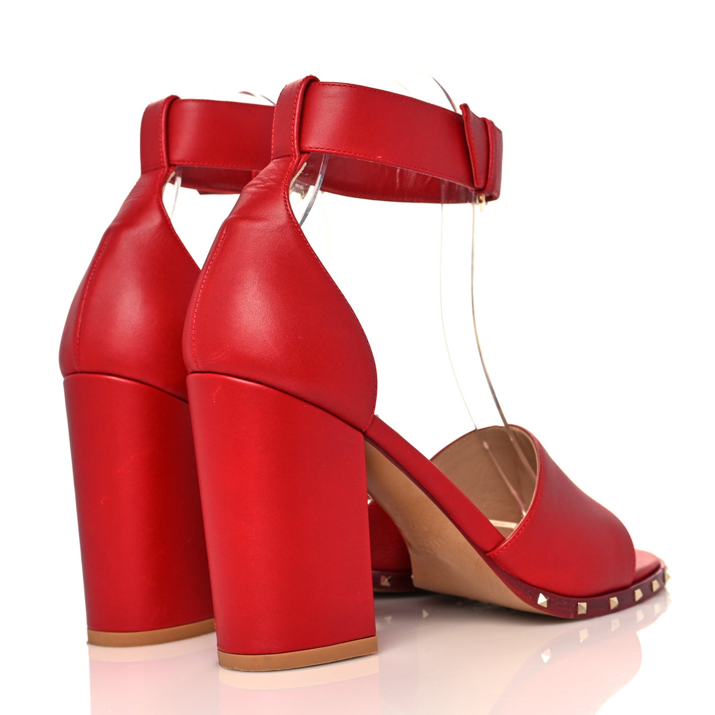 Calfskin Soul Rockstud Ankle Strap 105mm Sandals 36 Rosso Valentino