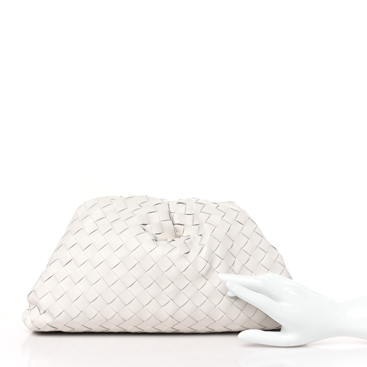 Bottega Veneta Nappa Maxi Intreccio The Pouch Oversized Clutch Chalk 2 of 9