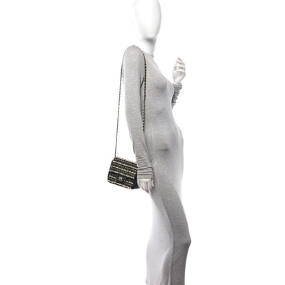 Chanel Lambskin Sequin Pearl Chain Fringe Mini Flap Black 2 of 12