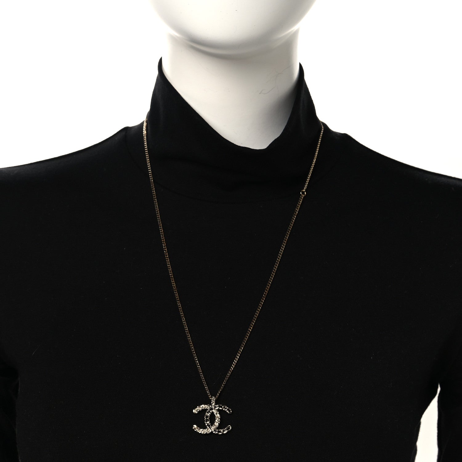 Chanel Enamel Metal Chain French New Wave CC Necklace Black Gold 2 of 4