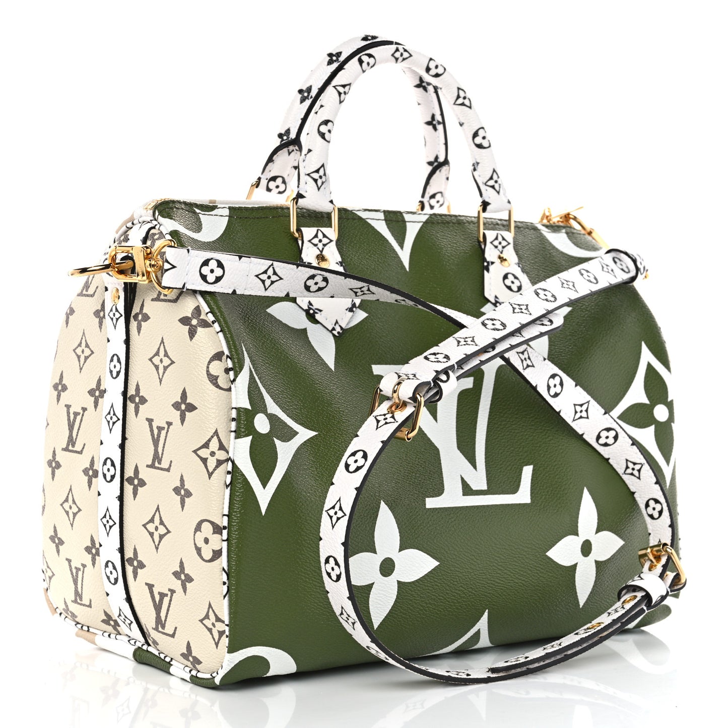 Monogram Giant Speedy Bandouliere 30 Kaki Beige
