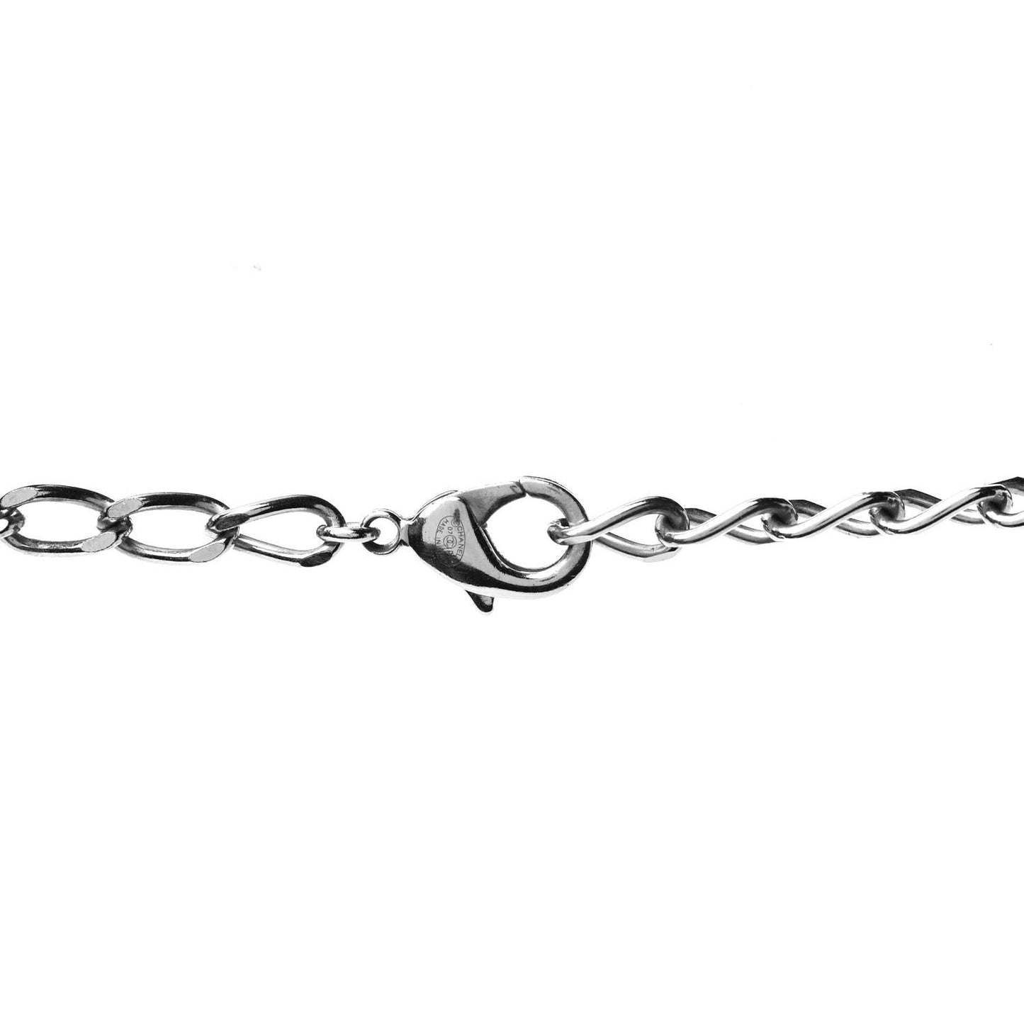 Enamel CC Padlock Heart Key Necklace Black Silver