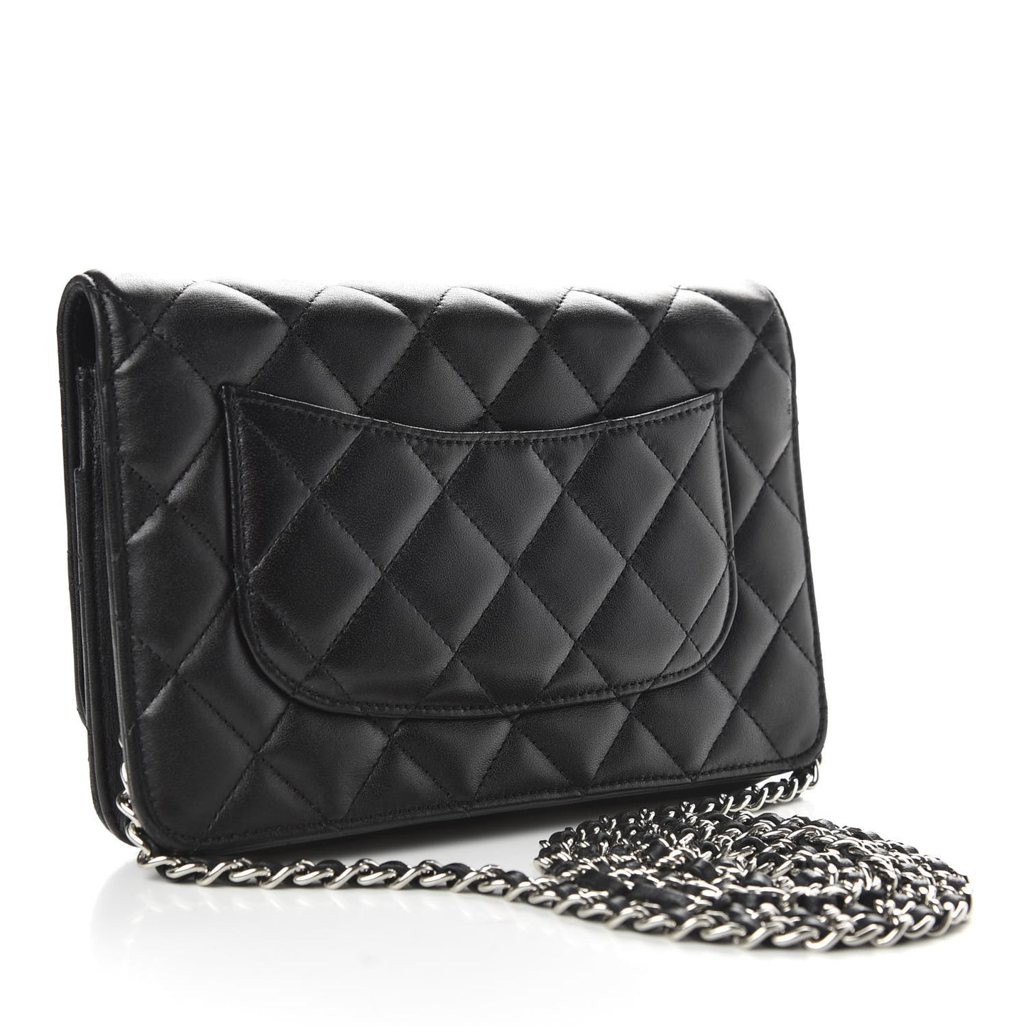Lambskin Quilted Wallet On Chain WOC Black