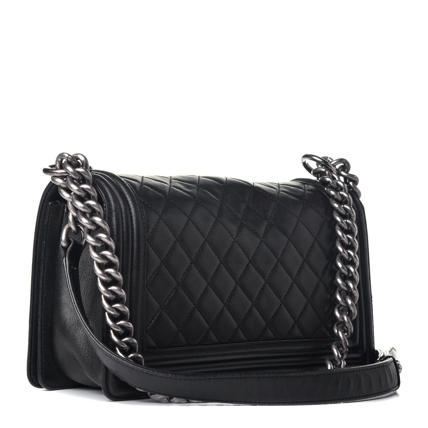 Lambskin Quilted Medium Boy Flap Black