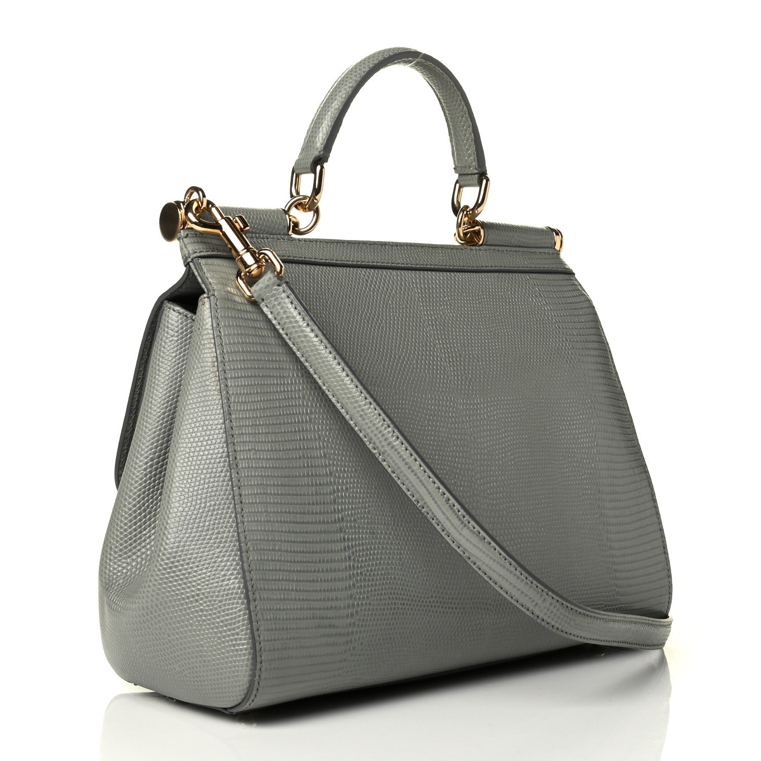 Dolce & Gabbana Stampa Iguana Crystal Medium Miss Sicily Satchel Grey 2 of 6