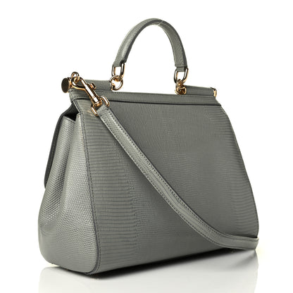 Dolce & Gabbana Stampa Iguana Crystal Medium Miss Sicily Satchel Grey 2 of 6