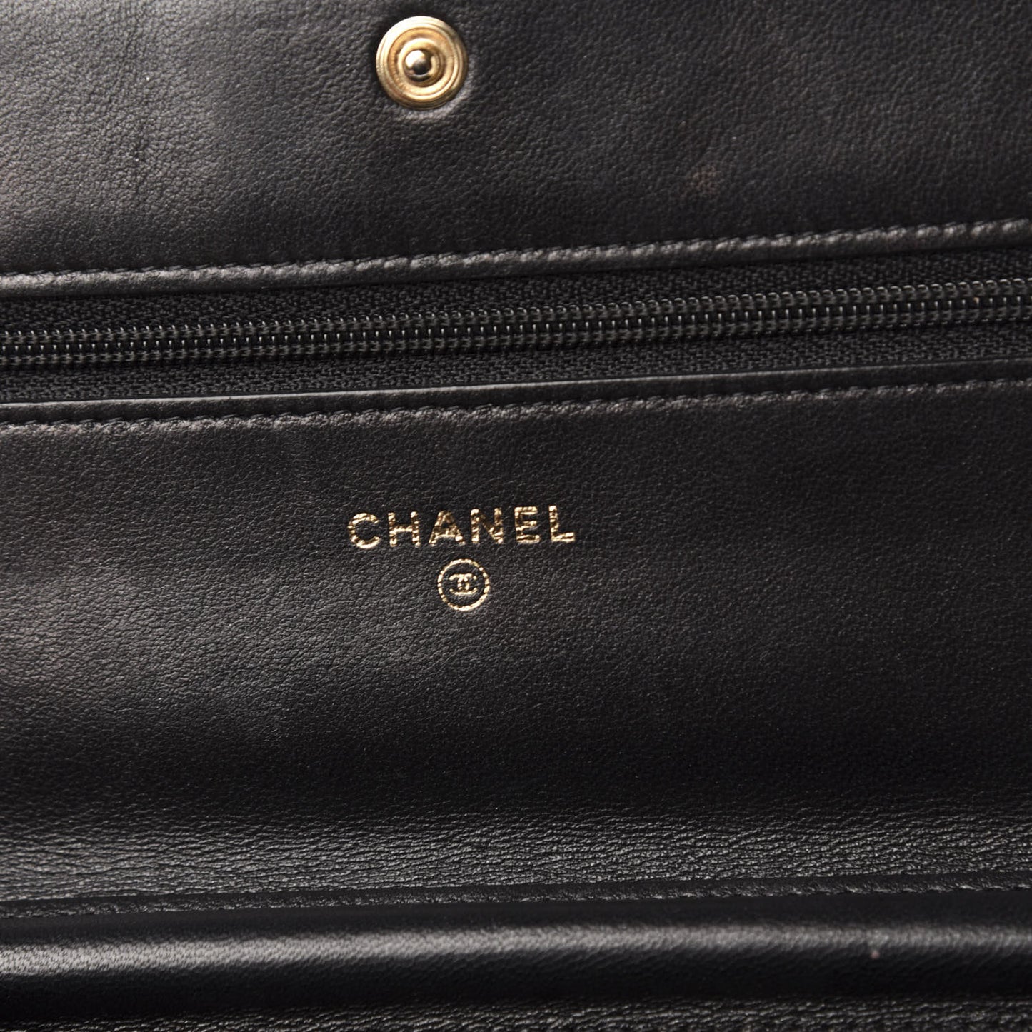 Glazed Calfskin Quilted Boy Wallet On Chain WOC Black