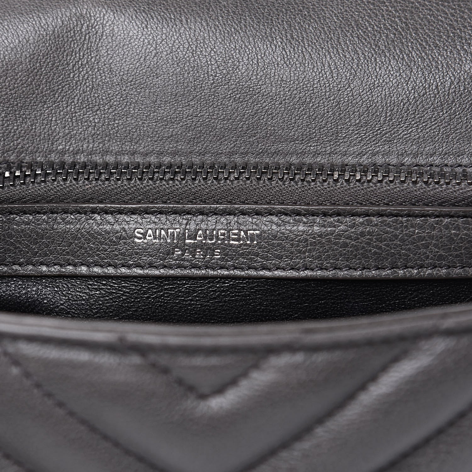 Saint Laurent Sheepskin Matelasse Chevron Monogram Medium College Bag Light Coal 9 of 13